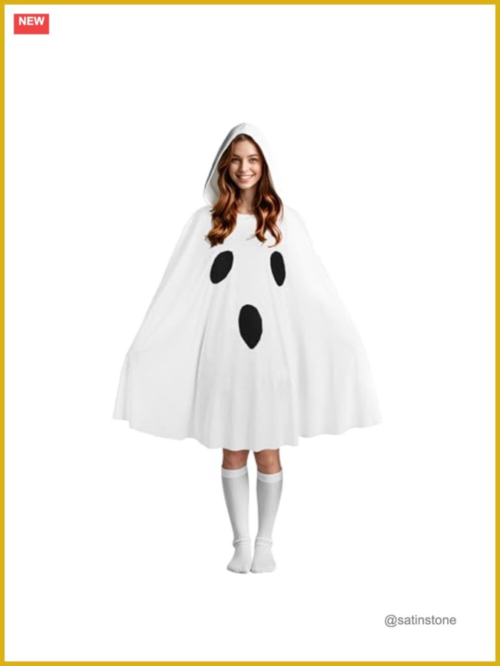Hooded Ghost Costume One Size Fits Most Halloween Dress-Up